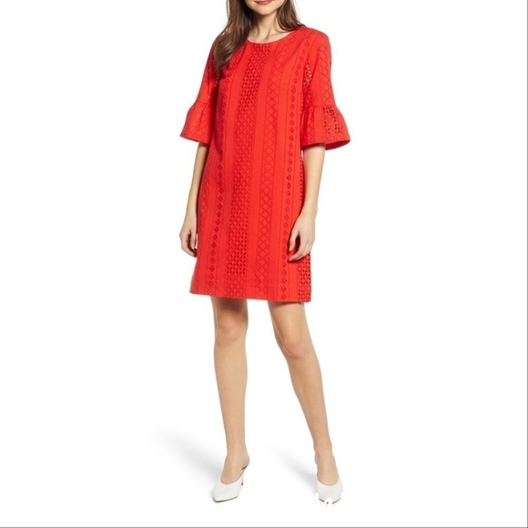J. Crew Eyelet Bell Sleeve Mini Shift Dress - Picture 1 of 9
